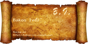 Bakos Ivó névjegykártya